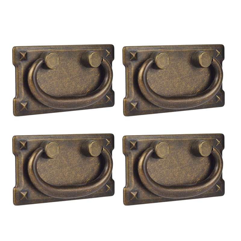 Furniture Hardware Pulls - 4Pcs Vintage Antique Bronze Drawer Ring