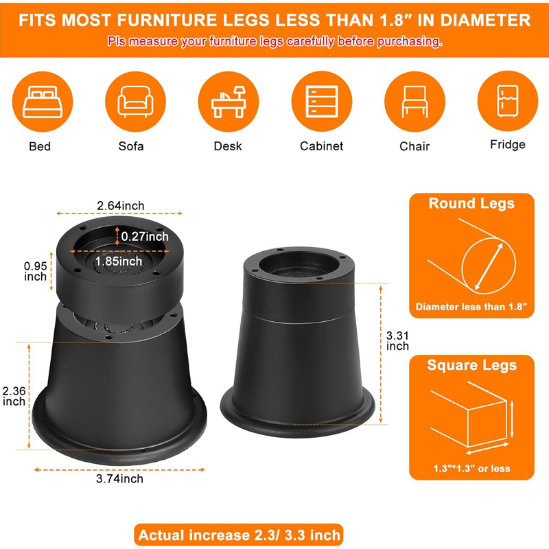 4Pcs Heavy Duty Furniture Rise - Furniture Foot Pad recension och pris