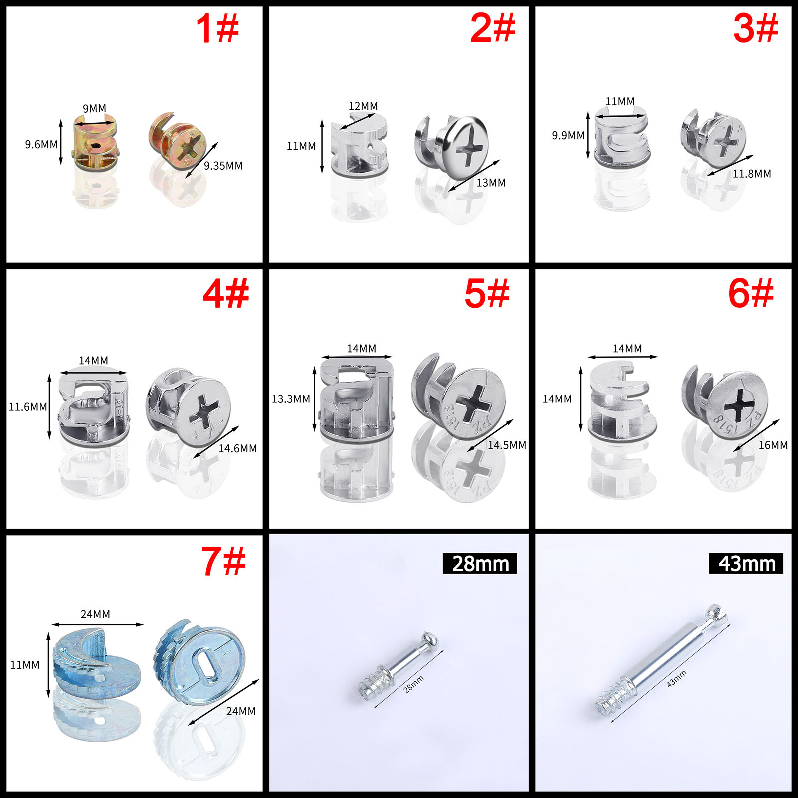 50pcs 10/11/12/14/15/18/25mm T - Furniture Joinery Hardware recension och pris