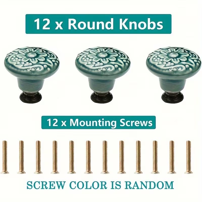 12pcs Ceramic Cabinet Knobs, F - Furniture Hardware Pulls recension och pris